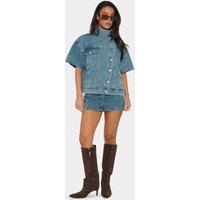 Low Rise Seam Detail Mini Skirt In Vintage Blue Denim, Women's Size US 8