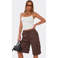 Mid Rise Cargo Jorts In Chocolate Brown., Women's Size UK 8