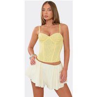 Mid Rise Pleated Frill Shorts In Mini Cream, Women's Size UK 14