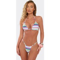 Triangle Bikini Set In Multi Stripe, Women's Size UK L