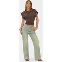 Low Rise Straight Leg Jeans In Vintage Wash Blue Denim, Women's Size US 6