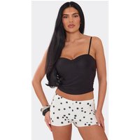 Low Rise Hotpant Shorts In White Polka Dot, Women's Size UK 8