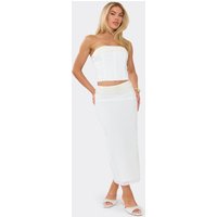 Mid Rise Sequin Panel Maxi Skirt In Cream, Women's Size UK 6