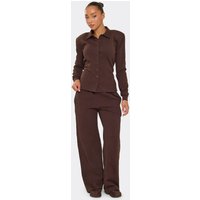 Mid Rise Straight Leg Joggers In Chocolate Brown Interlock., Women's Size US 4