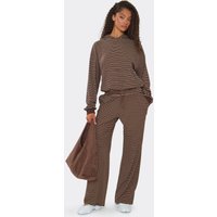 Mid Rise Straight Leg Joggers In Chocolate Brown Soft Stripe Fleece, Women's Size US 4