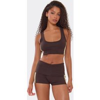 Sleeveless Scoop Neck Side Stripe Vest Top In Chocolate Brown, Women's Size UK 14