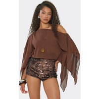 Mid Rise Hot Pant Shorts In Chocolate Brown Sequin, Women's Size US 4