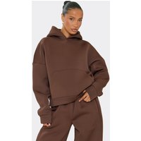 Long Sleeve Oversized Hoodie In Chocolate Brown Scuba, Women's Size US 4