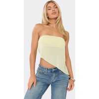 Bandeau Hot Fix Detail Asymmetric Hem Top In Lemon, Women's Size UK 14