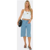 Low Rise Wide Leg Jorts In Light Blue Denim, Women's Size US 2