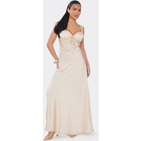 Strappy Underwired Bust Floaty Maxi Dress In Champagne, Women's Size UK 12