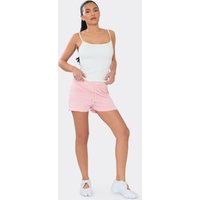 Mid Rise Tie Waist Sweat Shorts In Pink, Women's Size UK 14