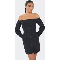 Bardot Button Front Blazer Dress In Black, Women's Size UK 10
