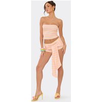 Draped Front Mini Shorts In Orange Stripe., Women's Size UK 14