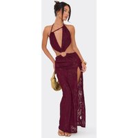 Strappy Ring Detail Split Leg Cut Out Maxi Dress In Purple, Women's Size UK 6