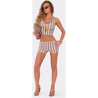 Low Rise Mini Shorts In Brown Stripe, Women's Size US 8
