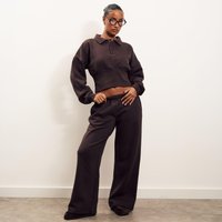 Low Rise Wide Leg Joggers In Chocolate Brown, Women's Size US 4