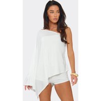 One Sleeve Cape Playsuit In White, Women's Size UK 6