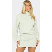 Long Sleeve Funnel Neck Utility Mini Dress In Cream, Women's Size US 6