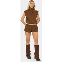 Low Waist Cargo Mini Shorts In Chocolate Brown, Women's Size US 6