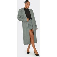 Long Sleeve Button Front Oversized Maxi Coat In Charcoal Wool Look, Women's Size US 8