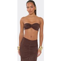 Bandeau Ruched Detail Top In Chocolate Brown, Women's Size US 4