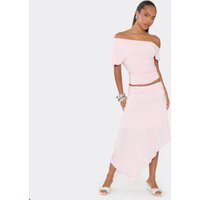 Low Waist Asymmetric Midi Skirt In Pink, Women's Size US 6