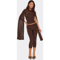 Low Rise Capri Trousers In Chocolate Brown Slinky, Women's Size US 4