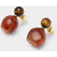 Ball Detail Drop Stud Earrings In Brown Resin, Women's Size UK 0