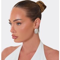Oversized Round Stud Earrings In Silver, Women's Size UK 0