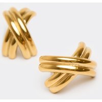 Cross Shaped Stud Earrings In Gold, Women's Size UK 0