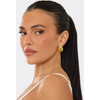 Shell Shape Ribbed Detail Stud Earrings In Gold, Women's Size UK 0