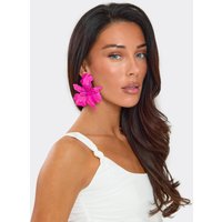 Oversized Flower Detail Stud Earrings In Pink Matte, Women's Size UK 0