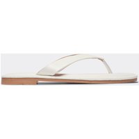 Ballina Thong Strap Flat Slider Sandal In White Faux Leather, Women's Size UK 3