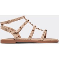 Alinta Stud Detail Gladiator Strap Sandal In Beige Faux Suede, Women's Size UK 7