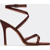 Oasis Strappy Square Toe Stiletto Heel In Brown Satin, Women's Size UK 5