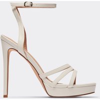 Kayson Cross Strap Platform Stiletto Heel In White Faux Leather., Women's Size UK 5