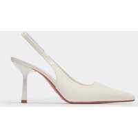 Frida Pointed Toe Slingback Court Heel In White Patent, Women's Size US