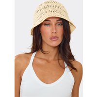 Bucket Hat In Cream Crochet, Women's Size UK 0