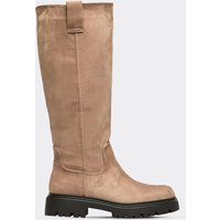 Rumer Knee High Long Biker Boot In Beige Faux Suede, Women's Size US