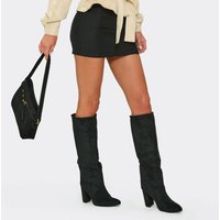 Atlanta Pointed Toe Block Heel Knee High Boot In Black Faux Suede, Women's Size US