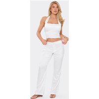 Ego Deal Enjoy 91% Off White Satin Straight Leg Trousers Size 6 UK
