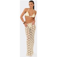 Low Waist Maxi Skirt In Cream Crochet, Women's Size UK L