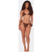 Tie Side Bikini Bottom In Brown, Women's Size UK M