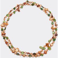 Multi Beaded Stone Detail Necklace In Gold And Green, Women's Size UK 0