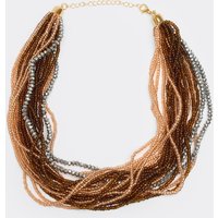 Multi Strap Beaded Detail Chunky Necklace In Brown, Women's Size UK 0