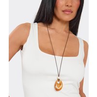 Resin Shaped Pendant Bead Detail Long Necklace In Brown, Women's Size UK 0