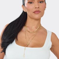 Cross Pendant Beaded Detail Multi Layered Chain Necklace In Gold, Women's Size UK 0