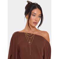 Cross Pendant Multi Layered Chain Necklace In Gold, Women's Size UK 0