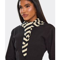Ego Deal Enjoy 89% Off Black and Cream Striped Tie Front Shawl Scarf